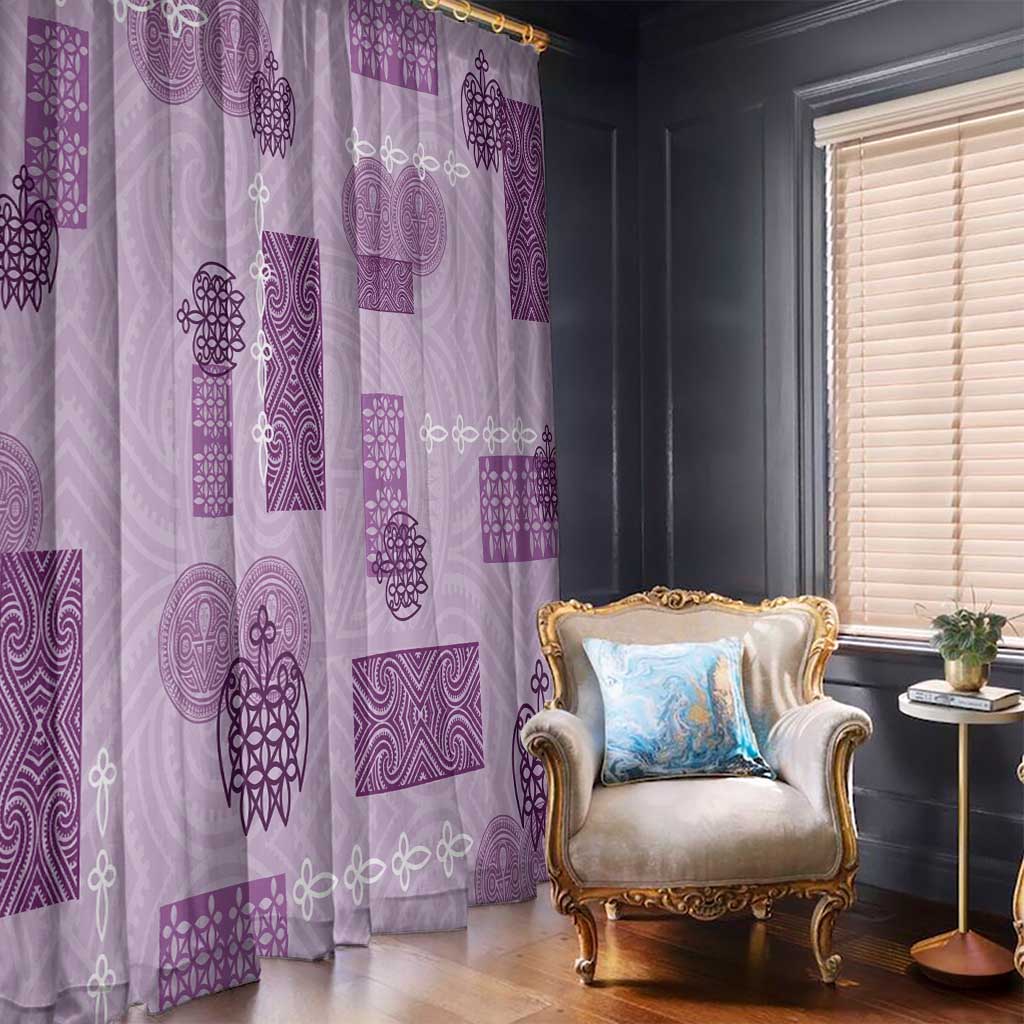 Vintage Lapita Window Curtain Iconic Double Face Pattern Violet LT05 - Polynesian Pride