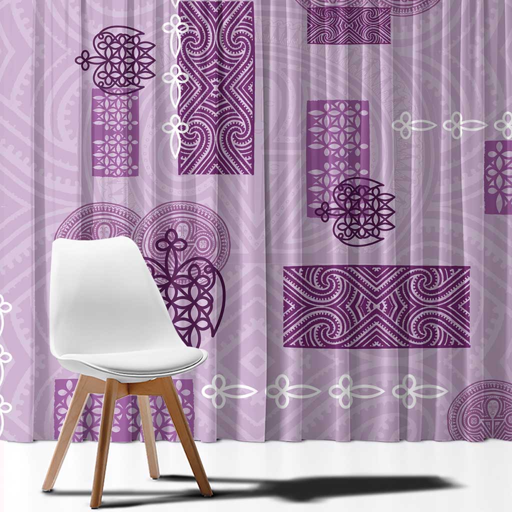 Vintage Lapita Window Curtain Iconic Double Face Pattern Violet LT05 - Polynesian Pride