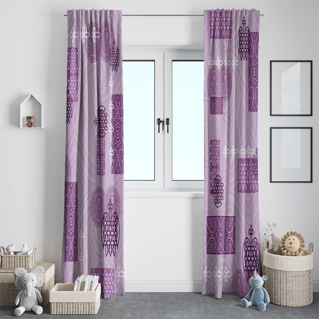 Vintage Lapita Window Curtain Iconic Double Face Pattern Violet LT05 - Polynesian Pride