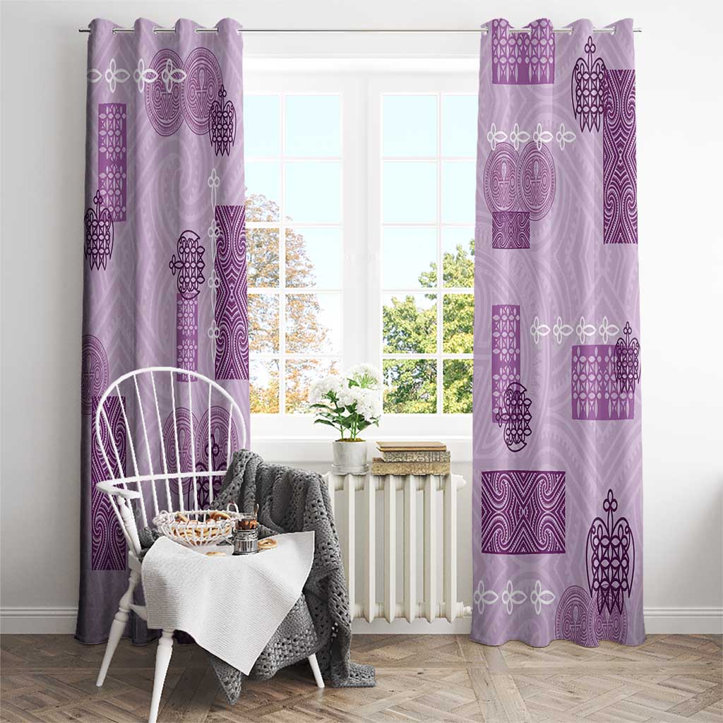 Vintage Lapita Window Curtain Iconic Double Face Pattern Violet LT05 - Polynesian Pride