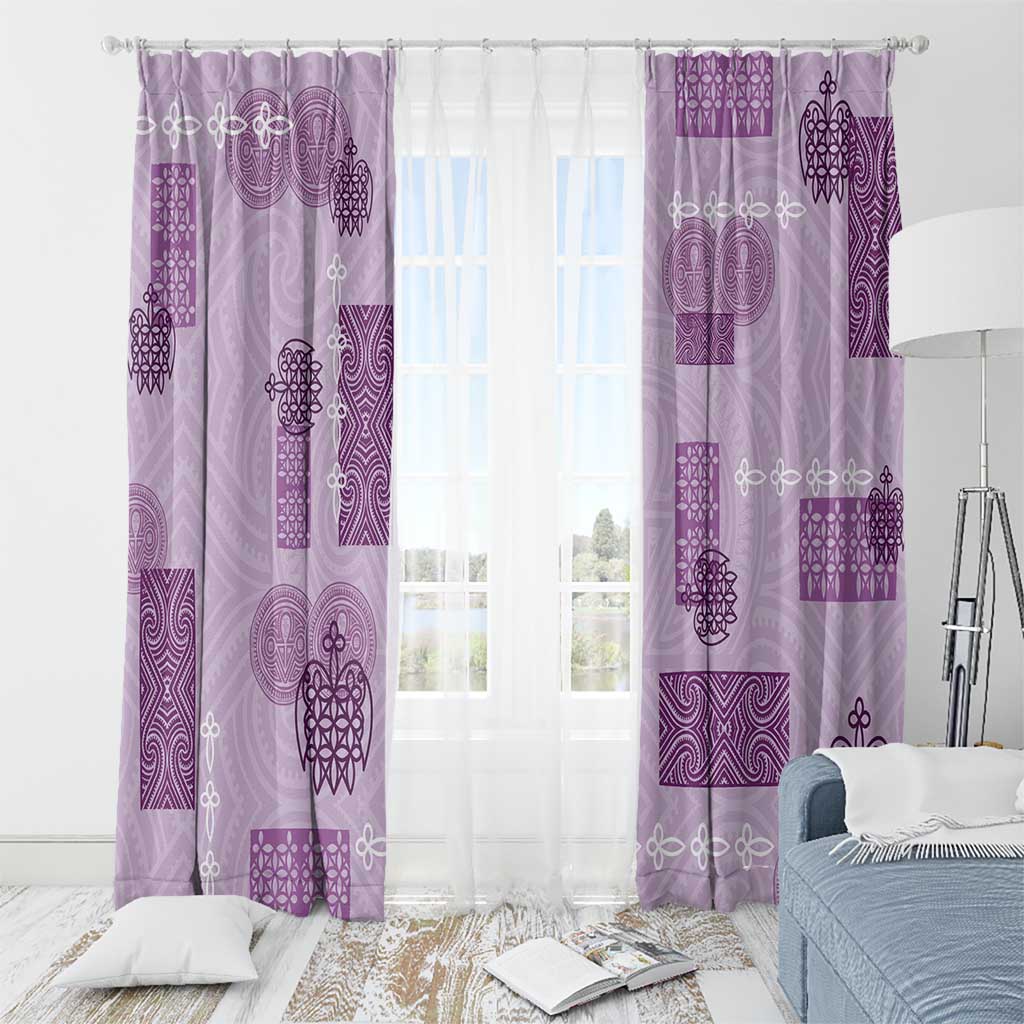 Vintage Lapita Window Curtain Iconic Double Face Pattern Violet LT05 - Polynesian Pride