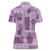Vintage Lapita Women Polo Shirt Iconic Double Face Pattern Violet LT05 - Polynesian Pride