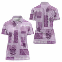 Vintage Lapita Women Polo Shirt Iconic Double Face Pattern Violet LT05 - Polynesian Pride
