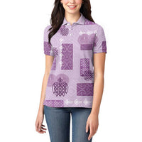 Vintage Lapita Women Polo Shirt Iconic Double Face Pattern Violet LT05 - Polynesian Pride