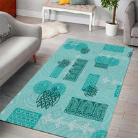 Vintage Lapita Area Rug Iconic Double Face Pattern Turquoise LT05 - Polynesian Pride