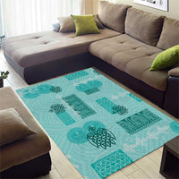 Vintage Lapita Area Rug Iconic Double Face Pattern Turquoise LT05 - Polynesian Pride