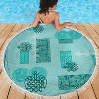 Vintage Lapita Beach Blanket Iconic Double Face Pattern Turquoise LT05 - Polynesian Pride