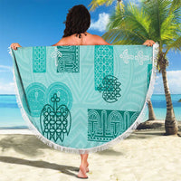 Vintage Lapita Beach Blanket Iconic Double Face Pattern Turquoise LT05 - Polynesian Pride