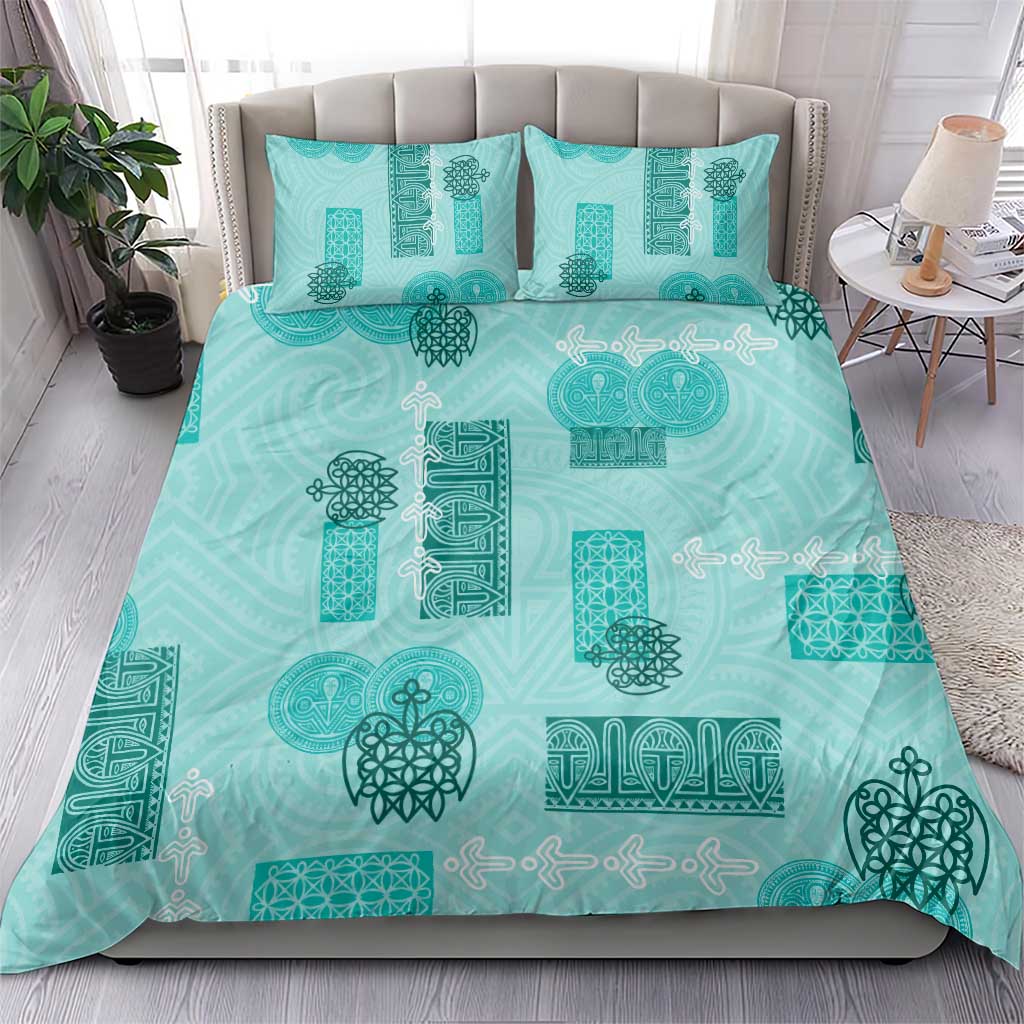 Vintage Lapita Bedding Set Iconic Double Face Pattern Turquoise LT05 - Polynesian Pride