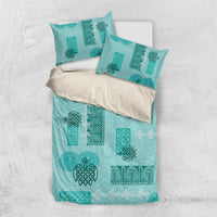 Vintage Lapita Bedding Set Iconic Double Face Pattern Turquoise LT05 US Twin 172cm x 218cm Turquoise - Polynesian Pride