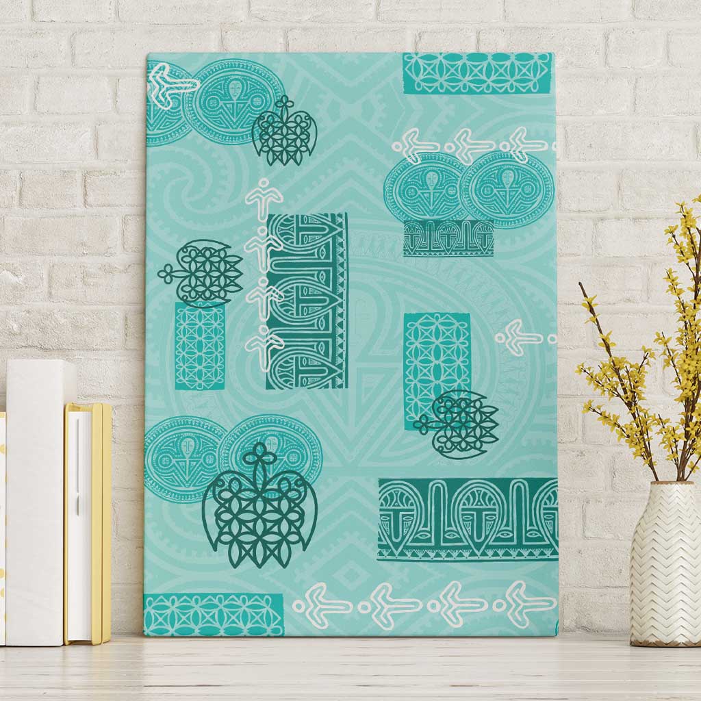 Vintage Lapita Canvas Wall Art Iconic Double Face Pattern Turquoise LT05 Without Frame Turquoise - Polynesian Pride