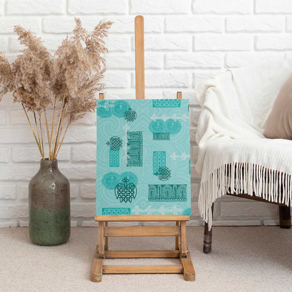 Vintage Lapita Canvas Wall Art Iconic Double Face Pattern Turquoise LT05 - Polynesian Pride