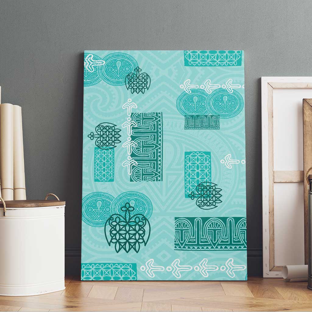 Vintage Lapita Canvas Wall Art Iconic Double Face Pattern Turquoise LT05 - Polynesian Pride
