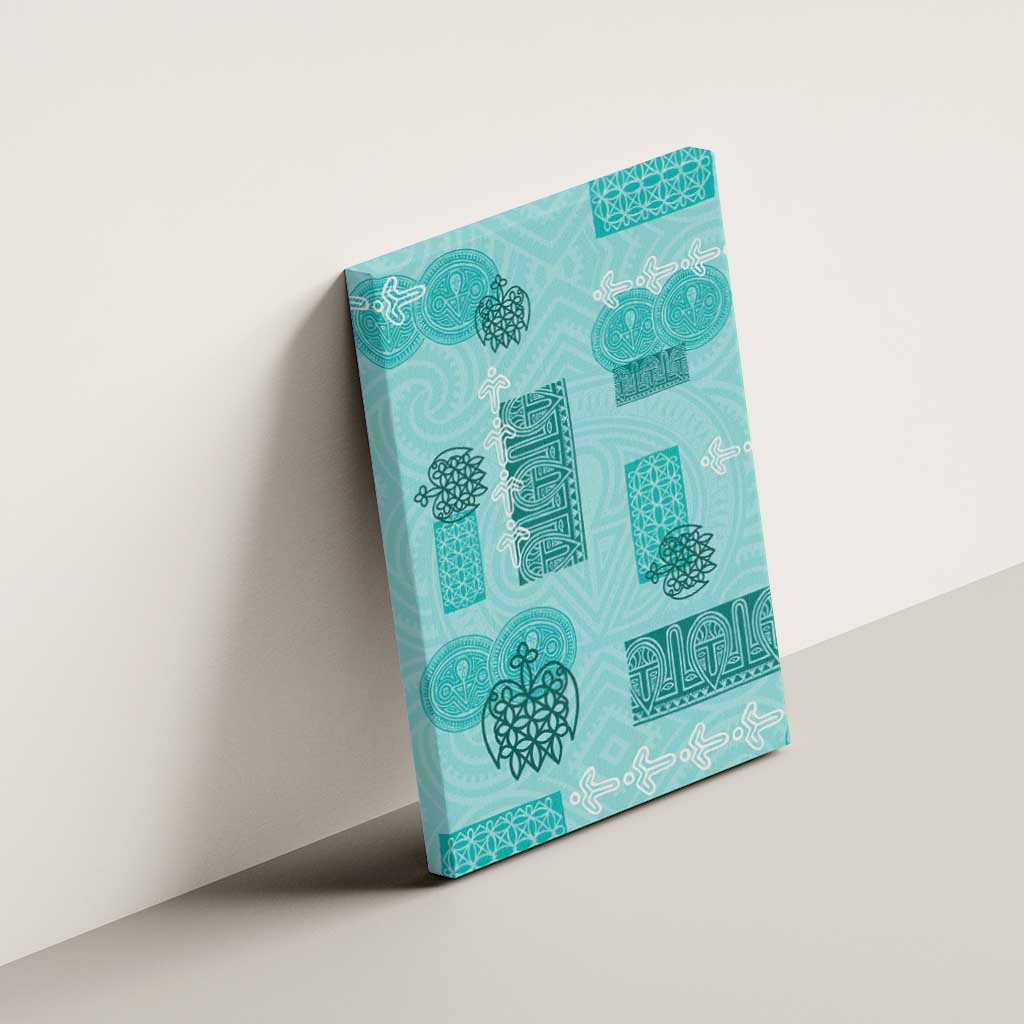Vintage Lapita Canvas Wall Art Iconic Double Face Pattern Turquoise LT05 - Polynesian Pride