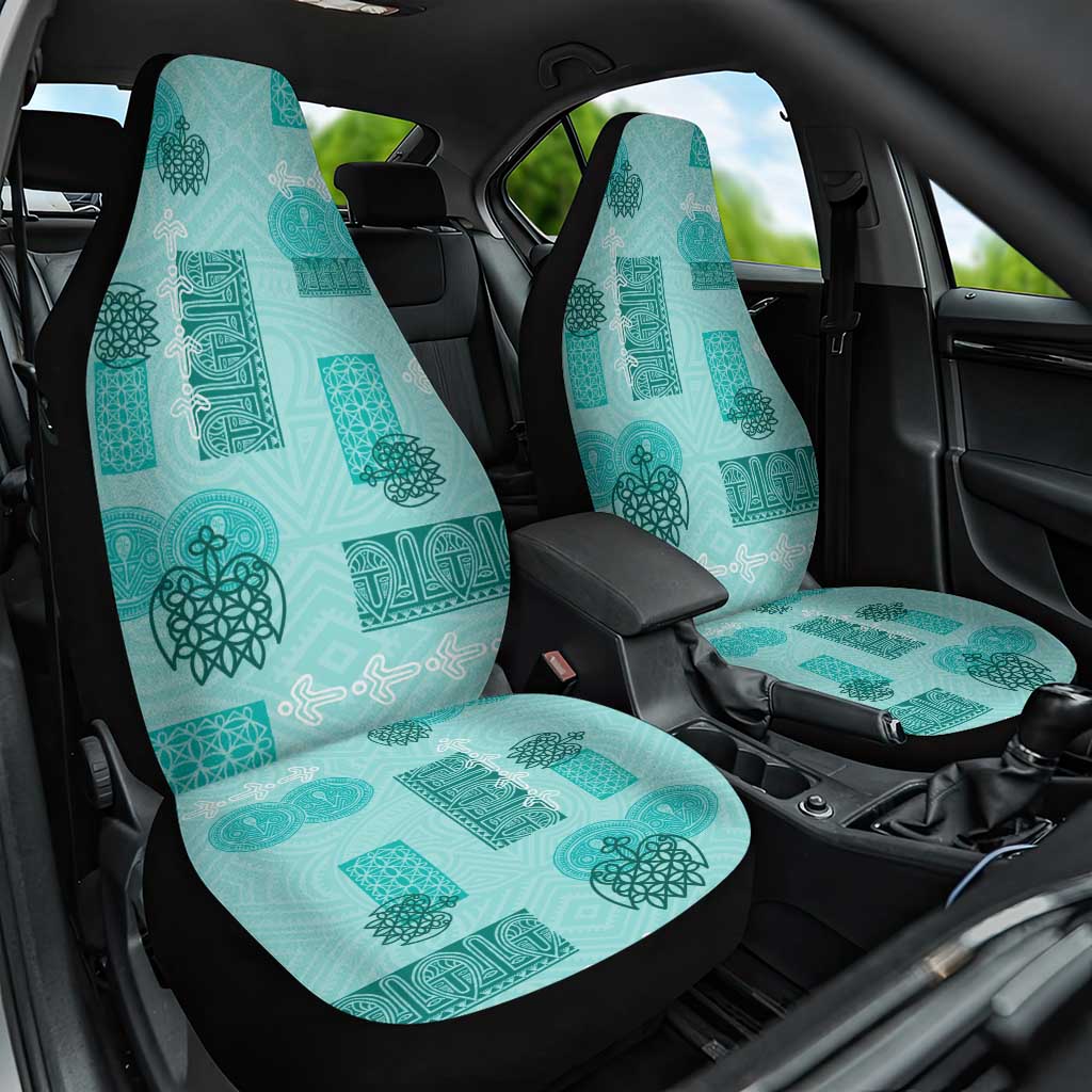 Vintage Lapita Car Seat Cover Iconic Double Face Pattern Turquoise LT05 One Size Turquoise - Polynesian Pride