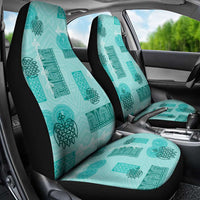 Vintage Lapita Car Seat Cover Iconic Double Face Pattern Turquoise LT05 - Polynesian Pride