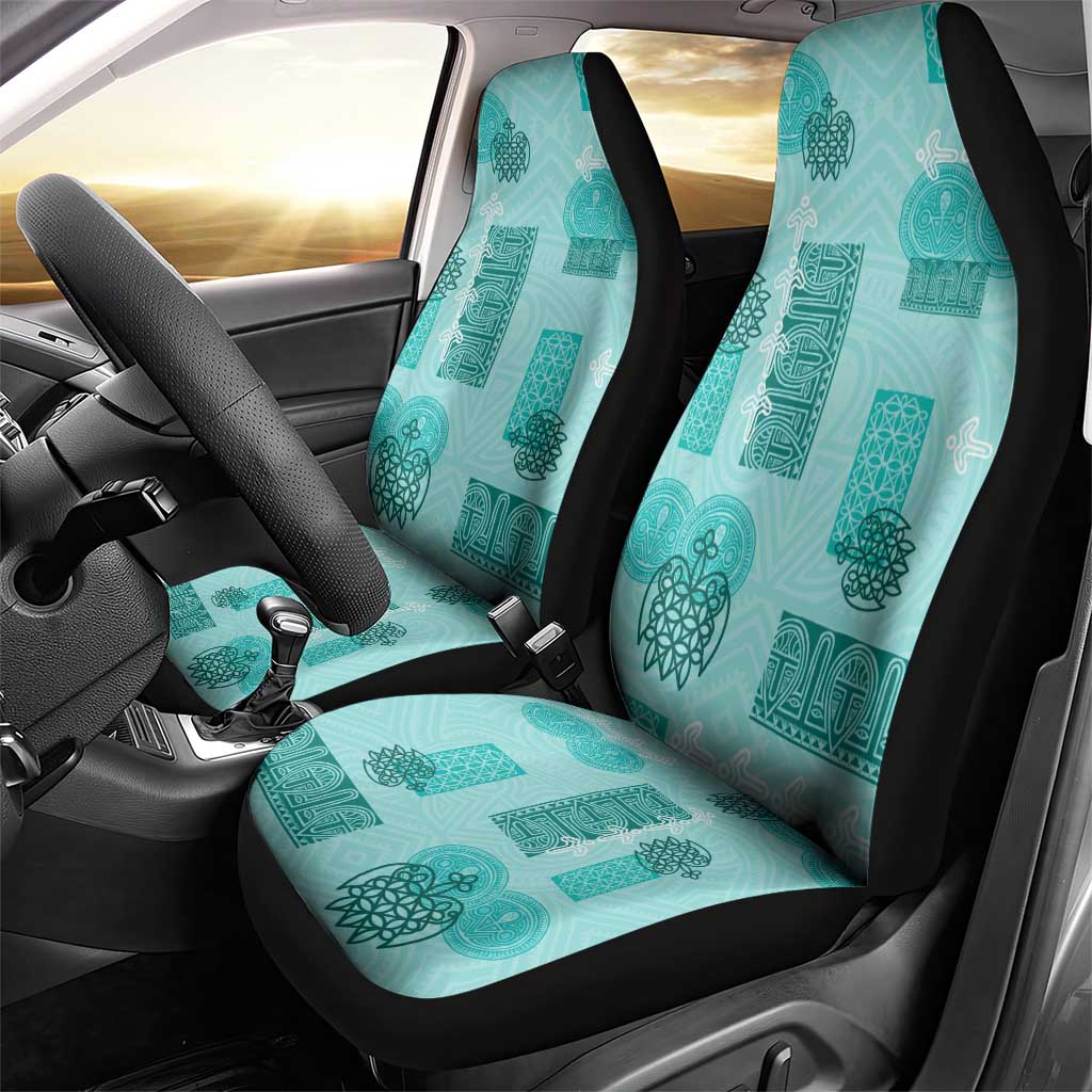 Vintage Lapita Car Seat Cover Iconic Double Face Pattern Turquoise LT05 - Polynesian Pride
