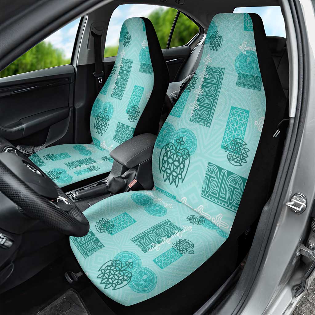 Vintage Lapita Car Seat Cover Iconic Double Face Pattern Turquoise LT05 - Polynesian Pride