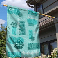 Vintage Lapita Garden Flag Iconic Double Face Pattern Turquoise LT05 - Polynesian Pride