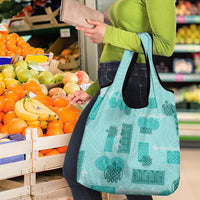 Vintage Lapita Grocery Bag Iconic Double Face Pattern Turquoise LT05 - Polynesian Pride