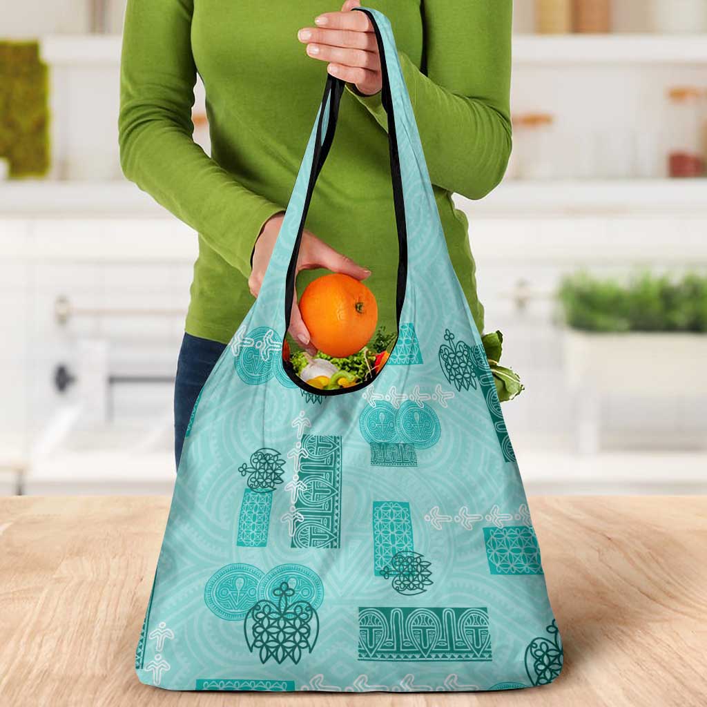 Vintage Lapita Grocery Bag Iconic Double Face Pattern Turquoise LT05 - Polynesian Pride