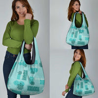 Vintage Lapita Grocery Bag Iconic Double Face Pattern Turquoise LT05 - Polynesian Pride