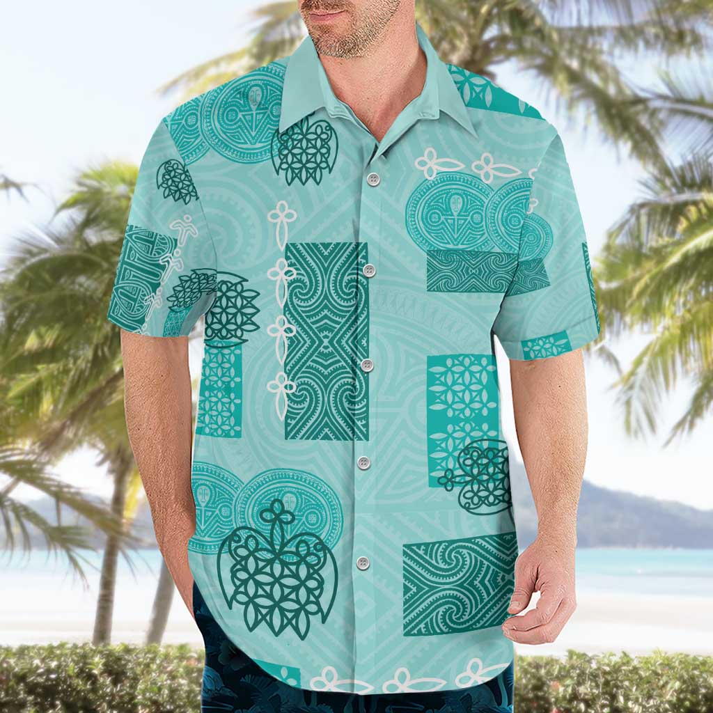 Vintage Lapita Hawaiian Shirt Iconic Double Face Pattern Turquoise LT05 - Polynesian Pride