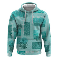 Vintage Lapita Hoodie Iconic Double Face Pattern Turquoise LT05 Pullover Hoodie Turquoise - Polynesian Pride
