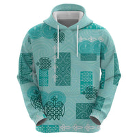 Vintage Lapita Hoodie Iconic Double Face Pattern Turquoise LT05 - Polynesian Pride