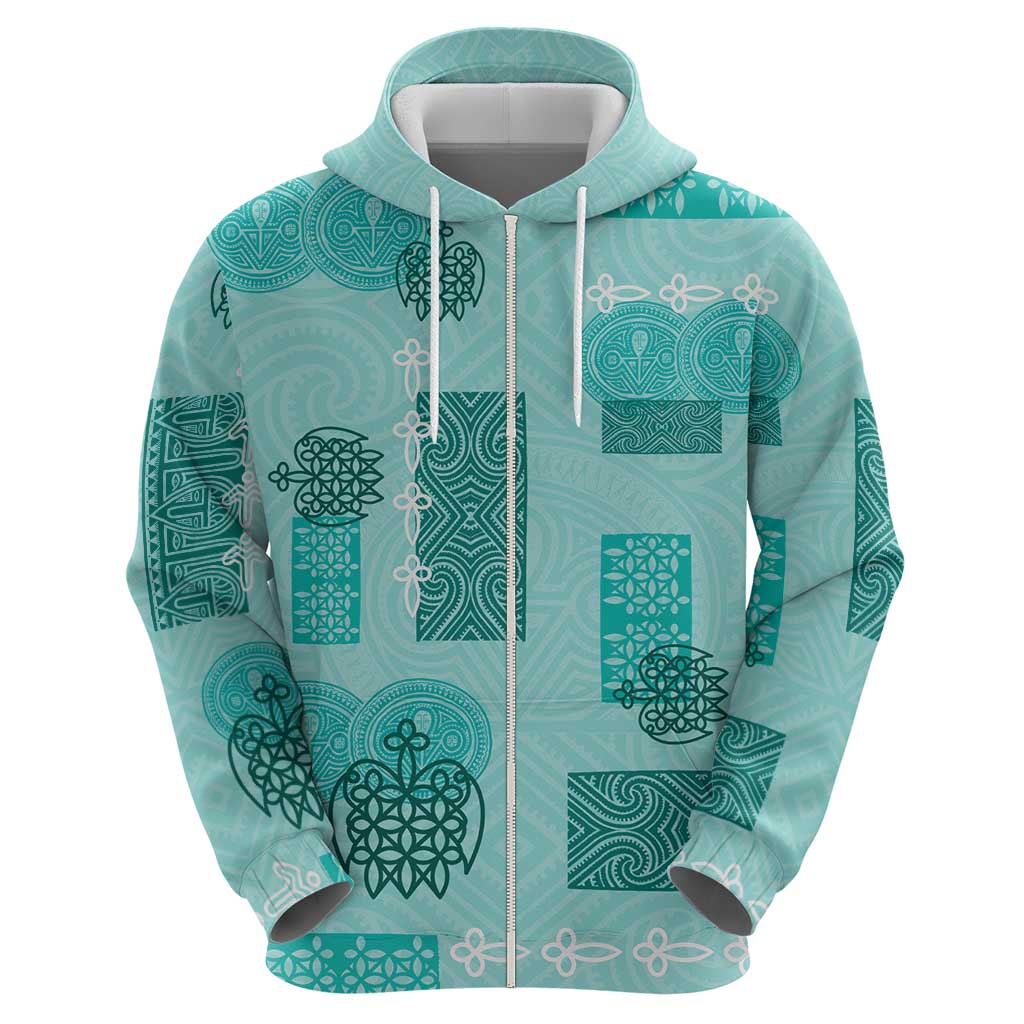 Vintage Lapita Hoodie Iconic Double Face Pattern Turquoise LT05 - Polynesian Pride