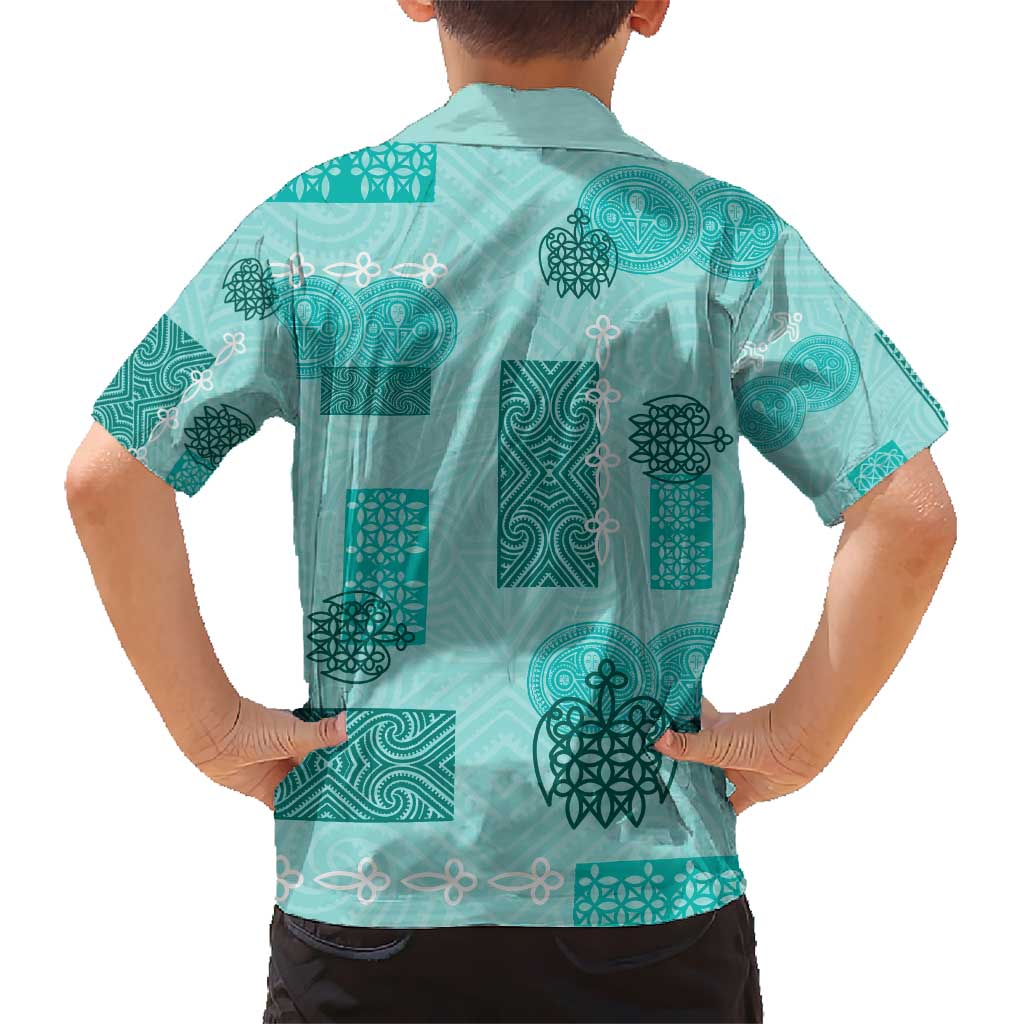 Vintage Lapita Kid Hawaiian Shirt Iconic Double Face Pattern Turquoise LT05 - Polynesian Pride