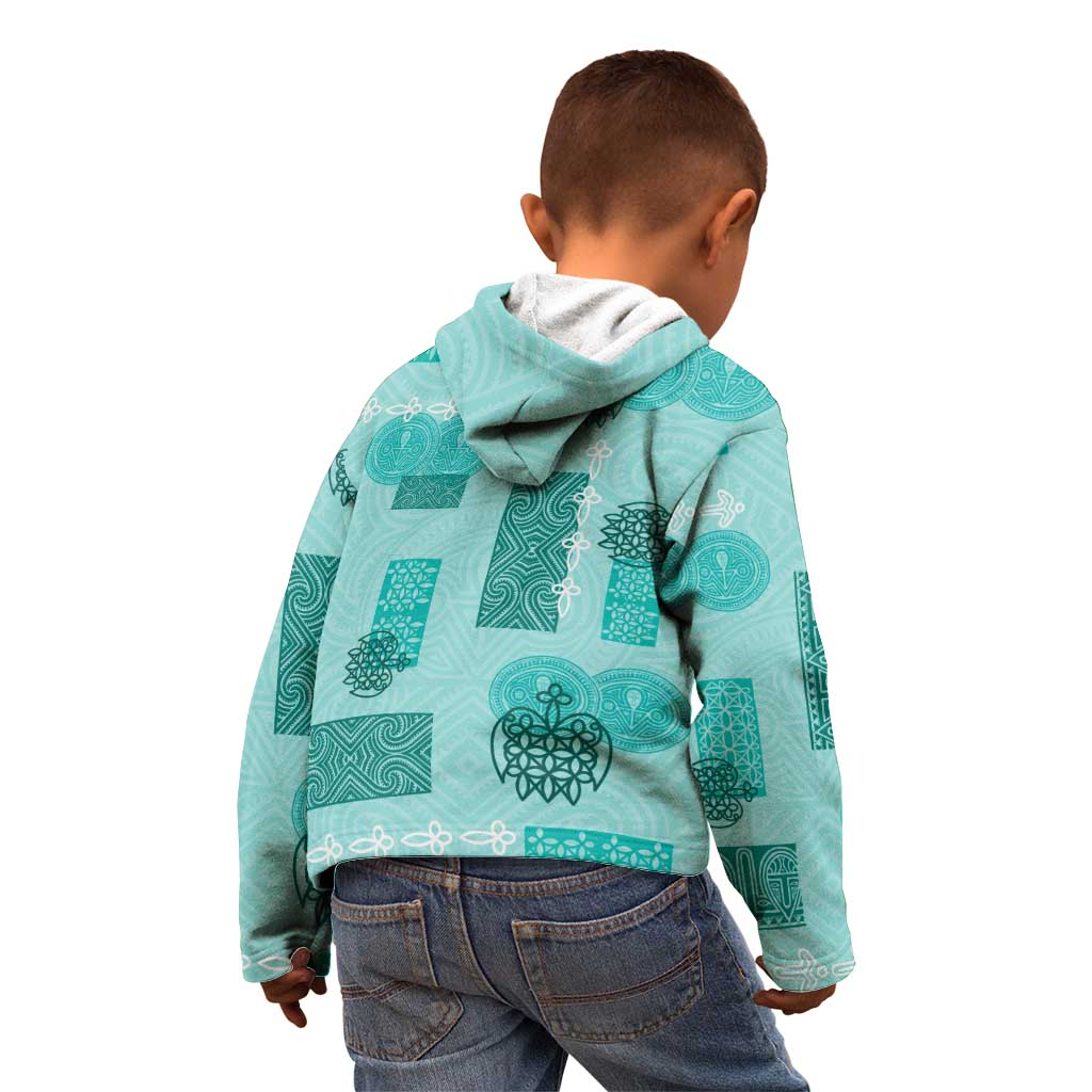 Vintage Lapita Kid Hoodie Iconic Double Face Pattern Turquoise LT05 - Polynesian Pride