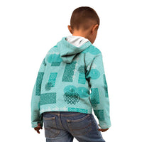 Vintage Lapita Kid Hoodie Iconic Double Face Pattern Turquoise LT05 - Polynesian Pride