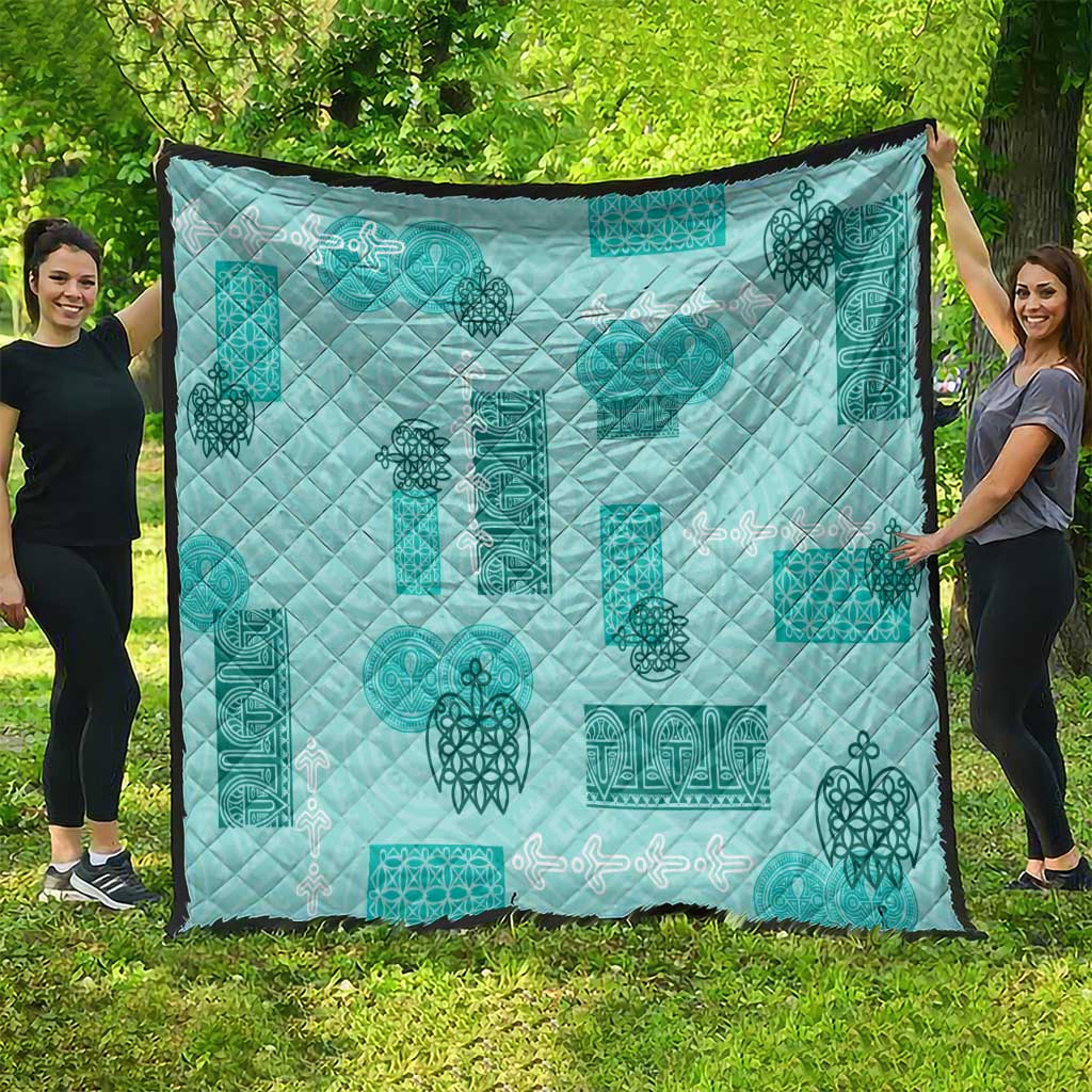 Vintage Lapita Quilt Iconic Double Face Pattern Turquoise LT05 - Polynesian Pride