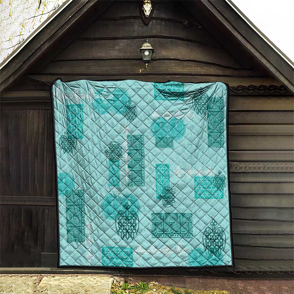 Vintage Lapita Quilt Iconic Double Face Pattern Turquoise LT05 - Polynesian Pride