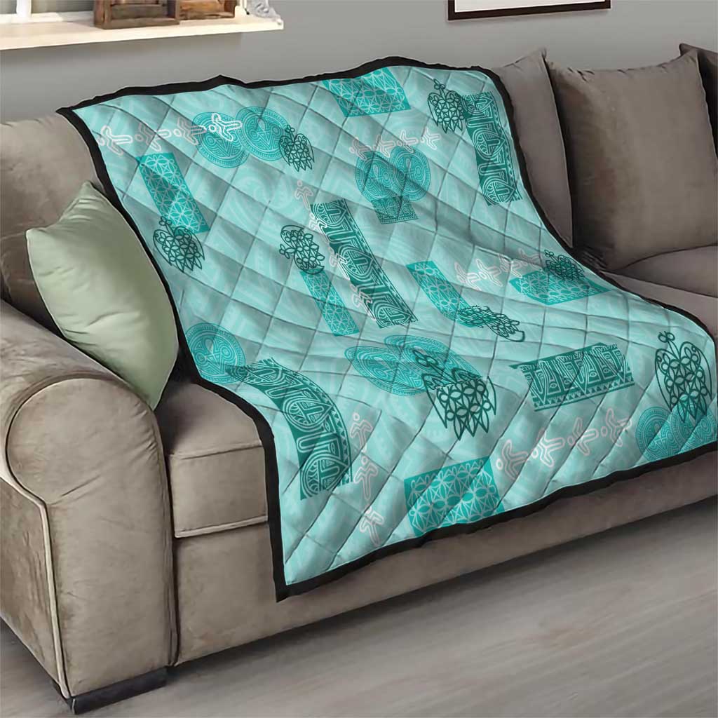 Vintage Lapita Quilt Iconic Double Face Pattern Turquoise LT05 - Polynesian Pride