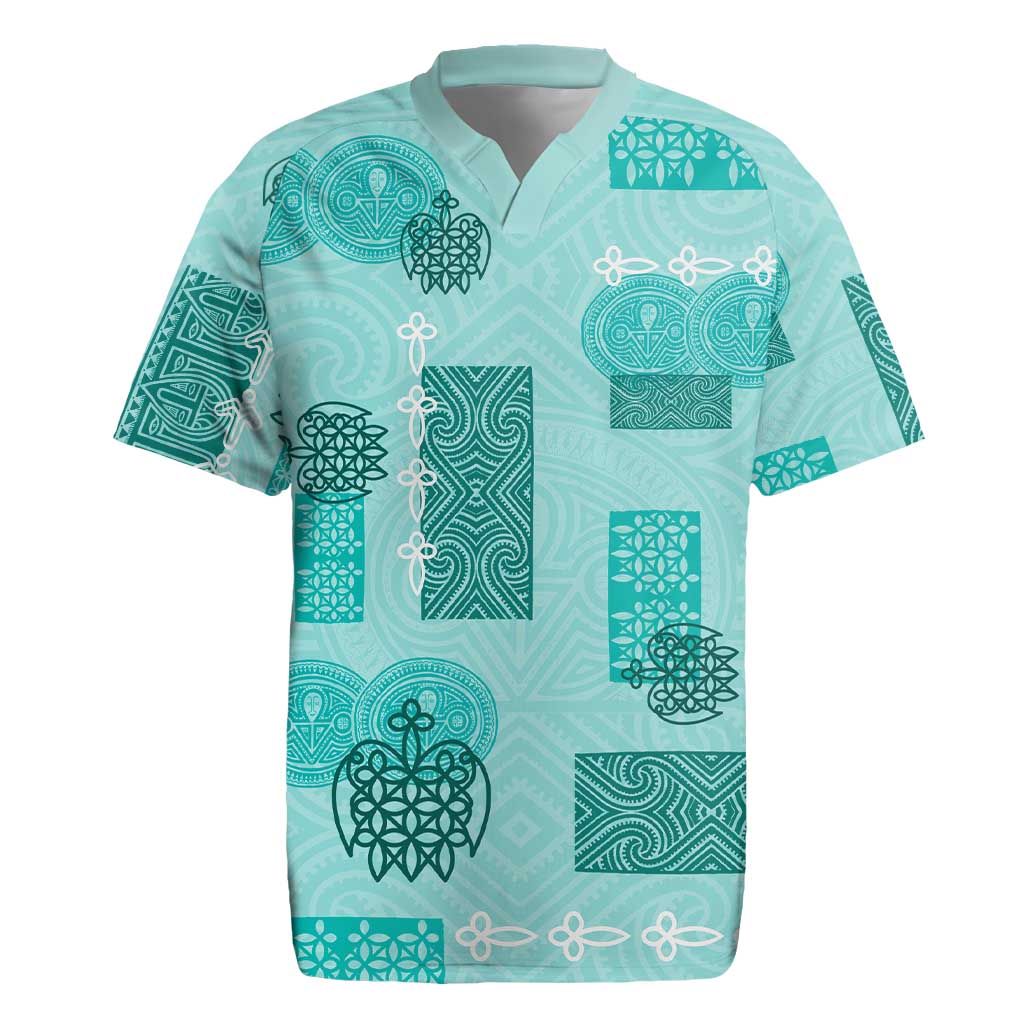 Vintage Lapita Rugby Jersey Iconic Double Face Pattern Turquoise LT05 Turquoise - Polynesian Pride