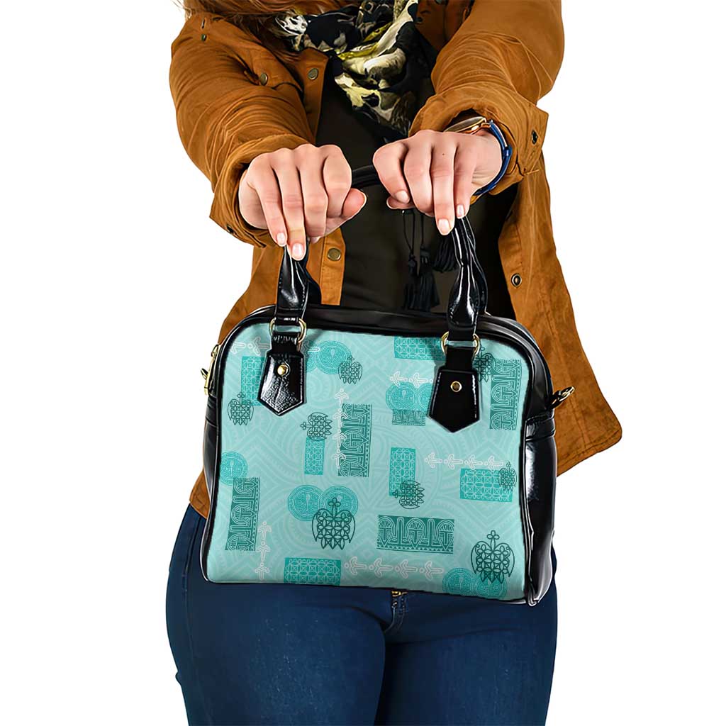 Vintage Lapita Shoulder Handbag Iconic Double Face Pattern Turquoise LT05 One Size Turquoise - Polynesian Pride