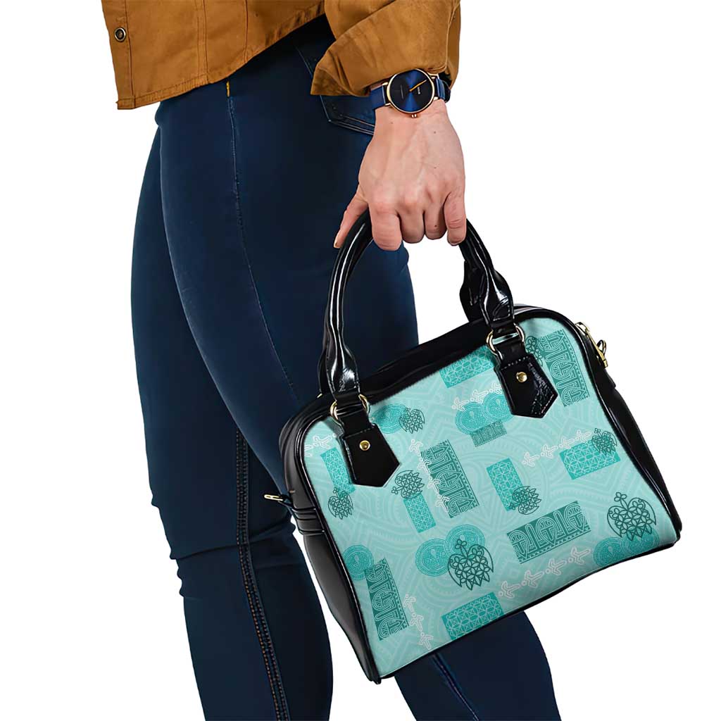 Vintage Lapita Shoulder Handbag Iconic Double Face Pattern Turquoise LT05 - Polynesian Pride