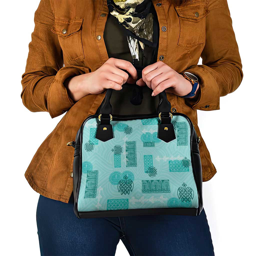 Vintage Lapita Shoulder Handbag Iconic Double Face Pattern Turquoise LT05 - Polynesian Pride
