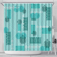 Vintage Lapita Shower Curtain Iconic Double Face Pattern Turquoise LT05 - Polynesian Pride
