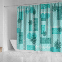 Vintage Lapita Shower Curtain Iconic Double Face Pattern Turquoise LT05 - Polynesian Pride