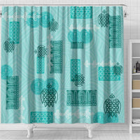 Vintage Lapita Shower Curtain Iconic Double Face Pattern Turquoise LT05 - Polynesian Pride