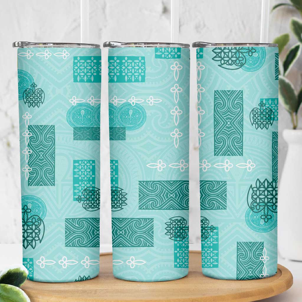 Vintage Lapita Skinny Tumbler Iconic Double Face Pattern Turquoise LT05 - Polynesian Pride