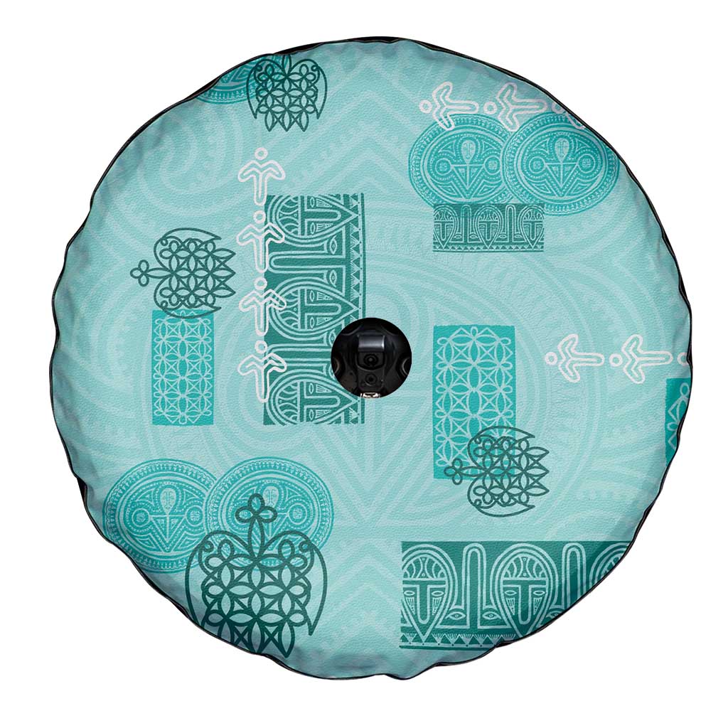 Vintage Lapita Spare Tire Cover Iconic Double Face Pattern Turquoise LT05 - Polynesian Pride