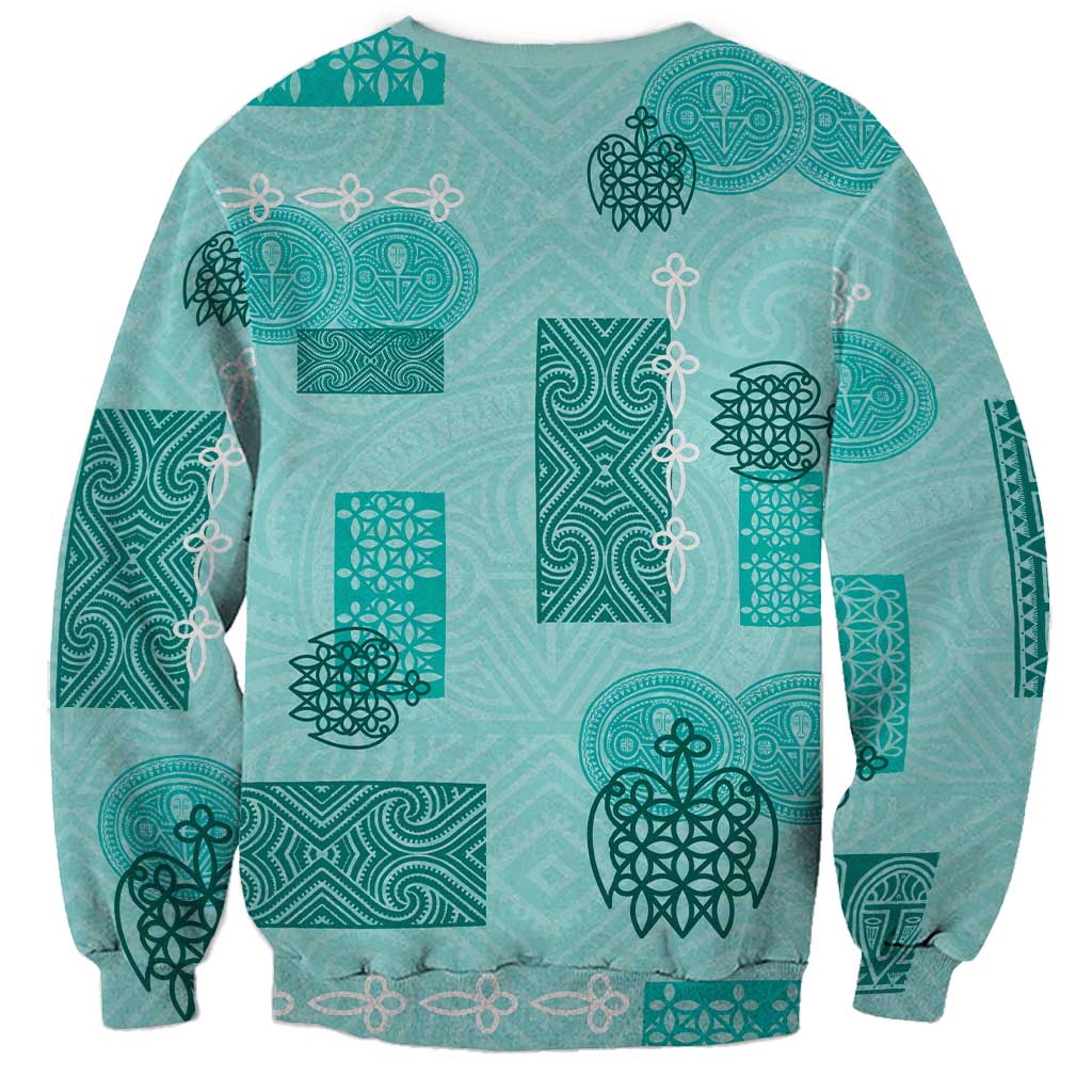 Vintage Lapita Sweatshirt Iconic Double Face Pattern Turquoise LT05 - Polynesian Pride