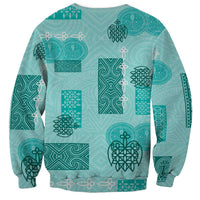Vintage Lapita Sweatshirt Iconic Double Face Pattern Turquoise LT05 - Polynesian Pride
