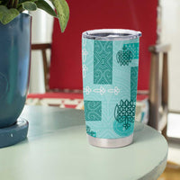Vintage Lapita Tumbler Cup Iconic Double Face Pattern Turquoise LT05 - Polynesian Pride