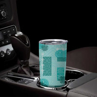 Vintage Lapita Tumbler Cup Iconic Double Face Pattern Turquoise LT05 - Polynesian Pride