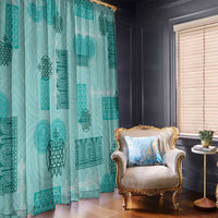 Vintage Lapita Window Curtain Iconic Double Face Pattern Turquoise LT05 - Polynesian Pride
